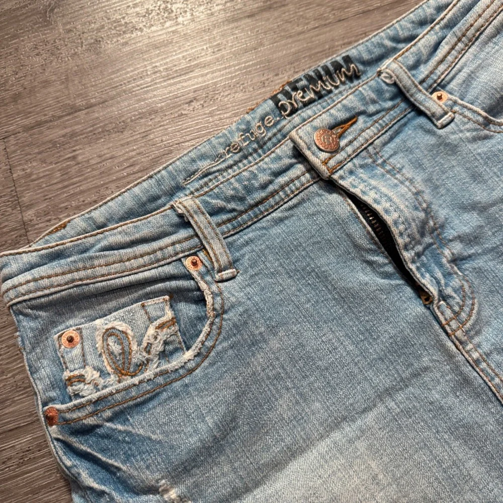 Refuge Denim Skirt Women 5 Blue Denim Cotton Distressed Raw Hem Summer Y2K Boho